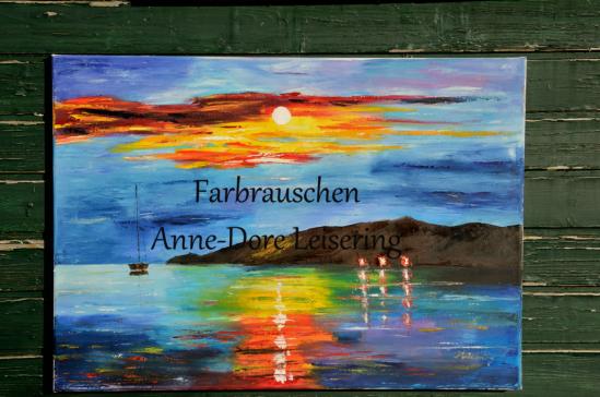 Vollmond am See, 50 cm x 70 cm, Öl auf Canvas gespachtelt