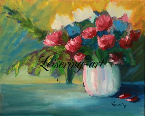 Blumenstrauß in rot, 40 cm x 50 cm, Öl auf Canvas