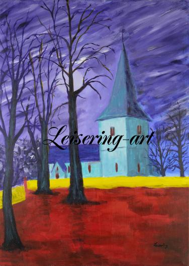 Church at night, 70 cm x 50 cm, Acryl auf Canvas